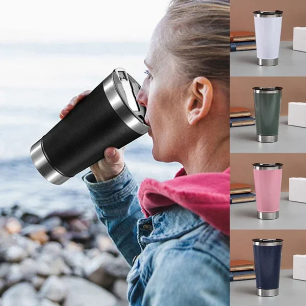 Copo Térmico 473ml Com LÂMPADA E Abridor Inox Para Quente E Gelado - Imagem 3