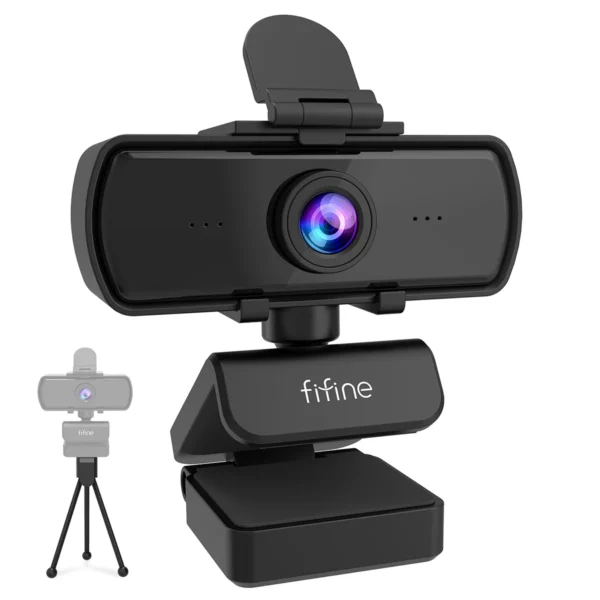 Webcam FIFINE 1440p Full HD para PC com microfone, tripé, para desktop e laptop USB, webcam para transmissão ao vivo para videochamadas - K420