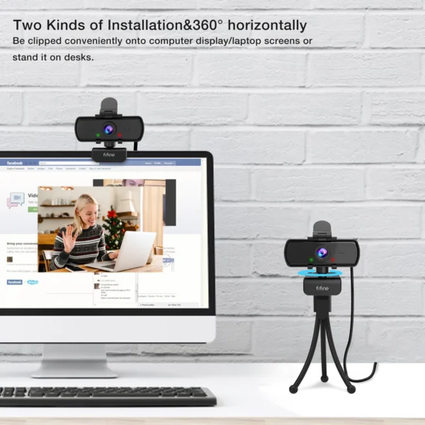 Webcam FIFINE 1440p Full HD para PC com microfone, tripé, para desktop e laptop USB, webcam para transmissão ao vivo para videochamadas - K420 - Imagem 5