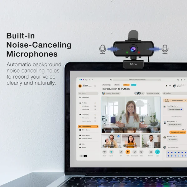 Webcam FIFINE 1440p Full HD para PC com microfone, tripé, para desktop e laptop USB, webcam para transmissão ao vivo para videochamadas - K420 - Imagem 3