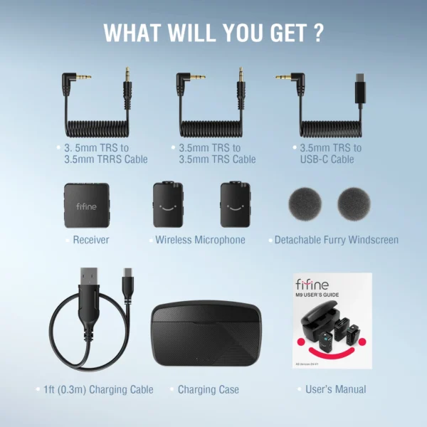 FIFINE M9 Wireless Lavalier Microphone,2 Pack Cordless Lapel - Image 6