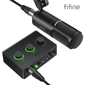 Kit de podcast FIFINE com microfone dinâmico/placa de som, conjunto de estúdio tudo-em-um com mixer de áudio para gravação de instrumentos de PC e streaming-KS6